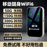 叶腾移动随身wifi【无需预存】无线wifi6免插卡便携式支持4G/5G设备全国通用无限流量2025新款 【黑色旗舰款】移动+联通双网+3000毫安大电池