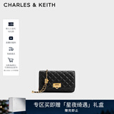 CHARLES&KEITH经典菱格链条小方单肩斜挎包包女包生日礼物新年礼物CK2-70160131 Black黑色 小包