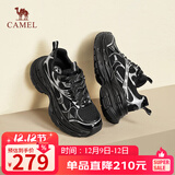 骆驼（CAMEL）银月户外复古老爹鞋厚底休闲鞋 L24A283742 黑/银 38