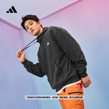 adidas情侣加绒加厚宽松连帽长袖套头卫衣男女秋冬阿迪达斯轻运动 碳黑   L