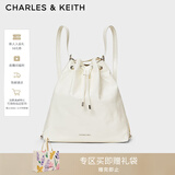 CHARLES&KEITH柔软单肩流浪包水桶包双肩包包女包女士生日新年礼物CK2-10151393 Cream奶白色 L