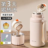 草莓生活（CMSH）保温杯大容量水杯女款高颜值2025新款316不锈钢壶便携户外杯子男 米色500ml（保温24+赠品）