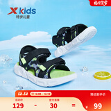 特步（XTEP）童鞋儿童凉鞋防滑透气露趾凉鞋沙滩鞋小中大童男童凉鞋 黑/石板灰 33