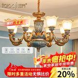 韬齐欧式吊灯客厅灯美式餐厅灯卧室灯别墅酒店大厅豪华复古灯具灯饰 【8头】适用15-22（配遥控） 全光谱单色LED灯泡