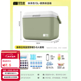探险者（TAN XIAN ZHE）保温箱车载冰箱户外露营冰块冷藏箱摆摊专用便携冰桶保鲜保冷箱 13L抹茶色【冰晶盒*2+冰袋*10】