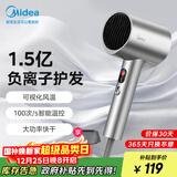 美的（Midea）1.5亿负离子电吹风 大功率护发吹风机 家用吹风筒 家电国家补贴FD205-星光银 圣诞节礼物推荐