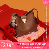 viney牛皮包包女包品牌水桶包轻奢单肩斜挎包生日礼物高级感送女友老婆