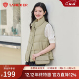 坦博尔羽绒服马甲女立领宽松外搭短款羽绒背心外套TD236006 奶茶棕 170