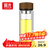 富光男女士双层玻璃杯 高硼硅玻璃304茶隔水杯子 带茶隔泡茶杯320ml