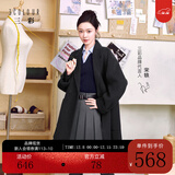 三彩【宋轶同款】【100绵羊毛】2025冬季新款双面呢大衣中长毛呢外套S 深邃灰 M 160/84A