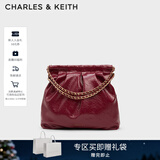 CHARLES&KEITH子母链条大容量流浪包托特包单肩斜挎包女包新年礼物CK2-40671449 【L号】Burgundy葡萄酒红色 L