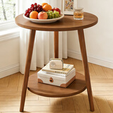 姗姗木艺茶几边桌小桌子客厅小户型双层小圆桌床头置物架沙发边几
