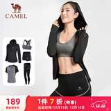 骆驼（CAMEL）瑜伽套装女健身运动服五件套A7S1UL8135黑色M