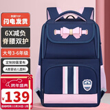 第九城（V.NINE） 书包小学生男孩女生护脊减负儿童书包背包1-3-6年级双肩包蓝配粉