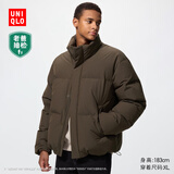优衣库莫雷加德同款男女装无缝羽绒茄克/老爸评测外套夹克481608 39 棕黑色 L