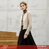 颜域简约毛呢外套女士冬装2025新款气质显瘦时尚短款羊毛双面呢大衣 杏色 XL/42