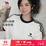 骆驼（CAMEL）夏日纯棉T神男女宽松圆领短袖上衣T恤 C35BAXLN056A 无际白 XS