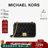 MICHAEL KORS礼物轻奢MK女包SLOAN小香风链条单肩斜挎腋下包 大号 黑色/金色