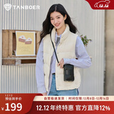 坦博尔羽绒服马甲女立领宽松外搭短款羽绒背心外套TD236006 小香白 165