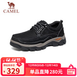 骆驼（CAMEL）磨砂牛皮男士工装大头休闲皮鞋 G13A307163 黑色 40 