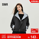 森马（Semir）外套女秋季花苞拼接格子宽松立领2025风文艺通勤夹克10A525108004