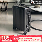 EAZZ【一体铝框｜退换免费】行李箱铝镁合金拉杆箱旅行箱登机密码皮箱 高端 铝框-黑色 20英寸 登机箱 签约商务手提箱