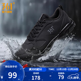 361°运动鞋男鞋秋冬季透气网面跑鞋黑色通勤轻质户外慢跑步鞋 曜石黑/烟灰【皮革面防泼水】 41