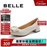 百丽气质时尚平跟鞋女百搭淑女单鞋A6Z1DAQ4 米白 34