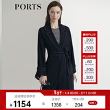 PORTS宝姿女装 秋冬新品长袖中长风衣LL9T022LWB006 黑色 S (4)