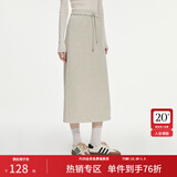 范思蓝恩半拉领廓形落肩加绒加厚重磅卫衣女冬季2024新款14491 燕麦灰半身裙 M