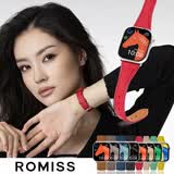 ROMISS适用于iwatch苹果手表表带apple watch S11/10/9/8/7表带意大利荔枝纹真皮腕带高级感轻奢手表链 胭脂红（小蛮腰女款） (S) 40/41/42表盘通用-银色表扣