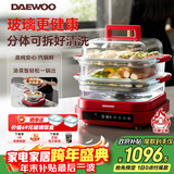 大宇（DAEWOO）玻璃电蒸锅 0塑0涂层 加厚高绷玻璃 多功能炖蒸煮一体蒸汽锅分体可拆洗不锈钢S31-SE-FGH