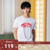 VANS范斯官方 男女情侣短袖T恤夏季滑板LOGO经典款红白出游好物 白色/红色 XL