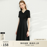 AMII女装2025法式赫本风气质黑色连衣裙女新款V领a字裙修身 黑色 L (165)