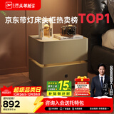 芝华仕（CHEERS）现代简约岩板智能储物带锁卧室无线充电轻奢芝华士新款床头柜G067 慕斯棕-智能款 延期发货（详询客服）