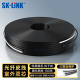 SK-LINK单模双芯皮线光纤 室外2芯3钢丝自承式蝶形低烟无卤尾纤光缆宽带光纤入户线100米SWGL2SM-100M