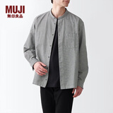 MUJI MUJI 男式 棉水洗牛津 立领衬衫 纯棉全棉 ACA40C2S 白色格纹 M 170/92A