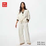 优衣库常规款女装直筒裤/内里摇粒绒保暖479695 30 浅米色 L /160/72A