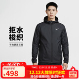 耐克NIKE男春秋轻盈梭织连帽夹克 防风拒水 运动休闲BV4871-010黑色L