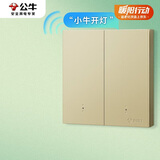 公牛（BULL）智能开关 语音/手动控制  无需联网 二位遥控开关 金色GTQ212
