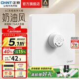 正泰（CHNT）开关插座6C奶油风 家用86型斜五孔插座面板暗装插座纯平大板 白色 调光开关100W
