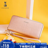 金狐狸（FOXER）牛皮女士钱包大容量长款卡包钱票夹手拿包零钱包圣诞节礼物送女友