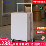 袋鼠（KANGAROO）宽拉杆行李箱女高质量加厚大容量密码箱男铝合金结实耐用旅行皮箱 茱萸粉【加厚铝框可坐人+干湿内衬】 20英寸 【航空登机免托运】