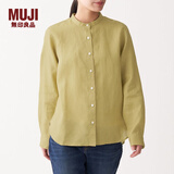 MUJI MUJI 女式 亚麻水洗 立领衬衫 长袖 740158 BCB08A0S 暗黄色 M