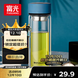 富光男女士双层玻璃杯 高硼硅玻璃304茶隔水杯子 带茶隔泡茶杯400ml