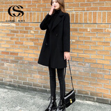 COMIC SOUL双面羊绒大衣女2025秋冬新款高端小个子修身气质显瘦羊毛呢外套女 黑色 加棉 L 100-120斤