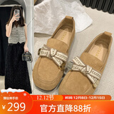 星期六（St&Sat）单鞋女复古蝴蝶结平底女鞋气质软底乐福鞋 SSC3111F4E 棕色 39