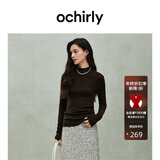 OCHIRLY【特享折扣】澳大利亚100%美丽诺羊毛半高领毛衣女高级冬 深啡 L