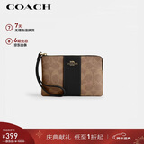 蔻驰（COACH）【品牌直供】女士小号手拿包手腕包棕黄色 CW854 新年礼物