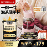 北鼎（Buydeem）泡茶随手杯 茶水分离家用耐高温玻璃杯便携 钛茶篮 630ml猪猪粉